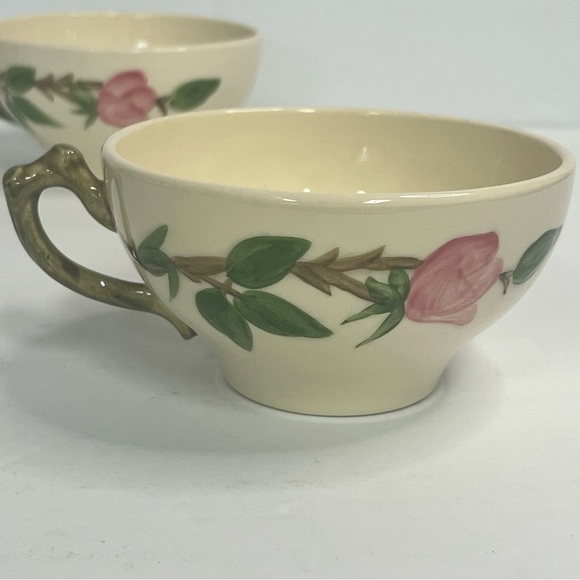 franciscan desert rose teacup hand painted wild rose pink green cream background - Picture 5 of 5